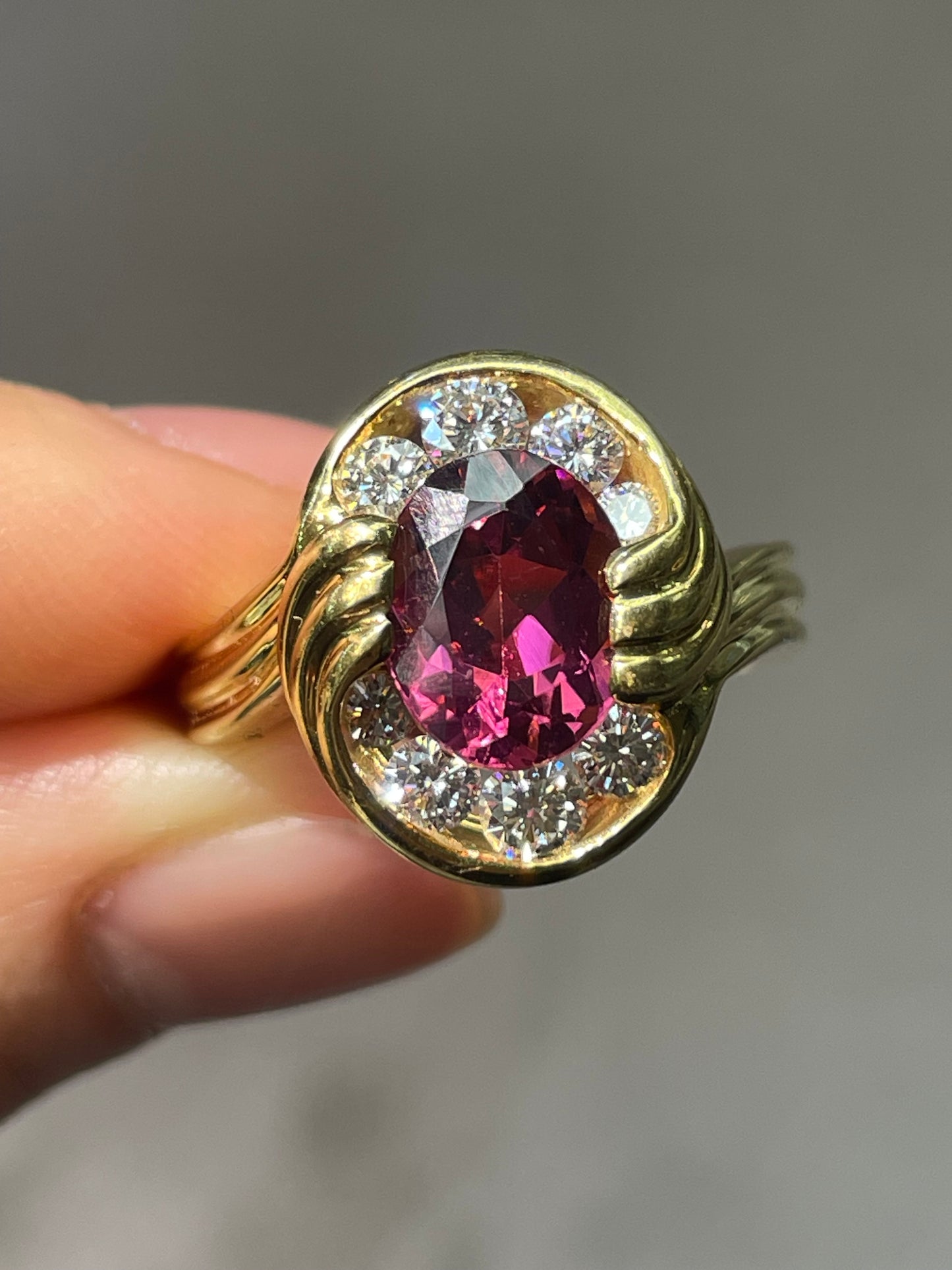 Krementz 18K 黄金 3.06 CTW 碧玺钻石光环戒指
