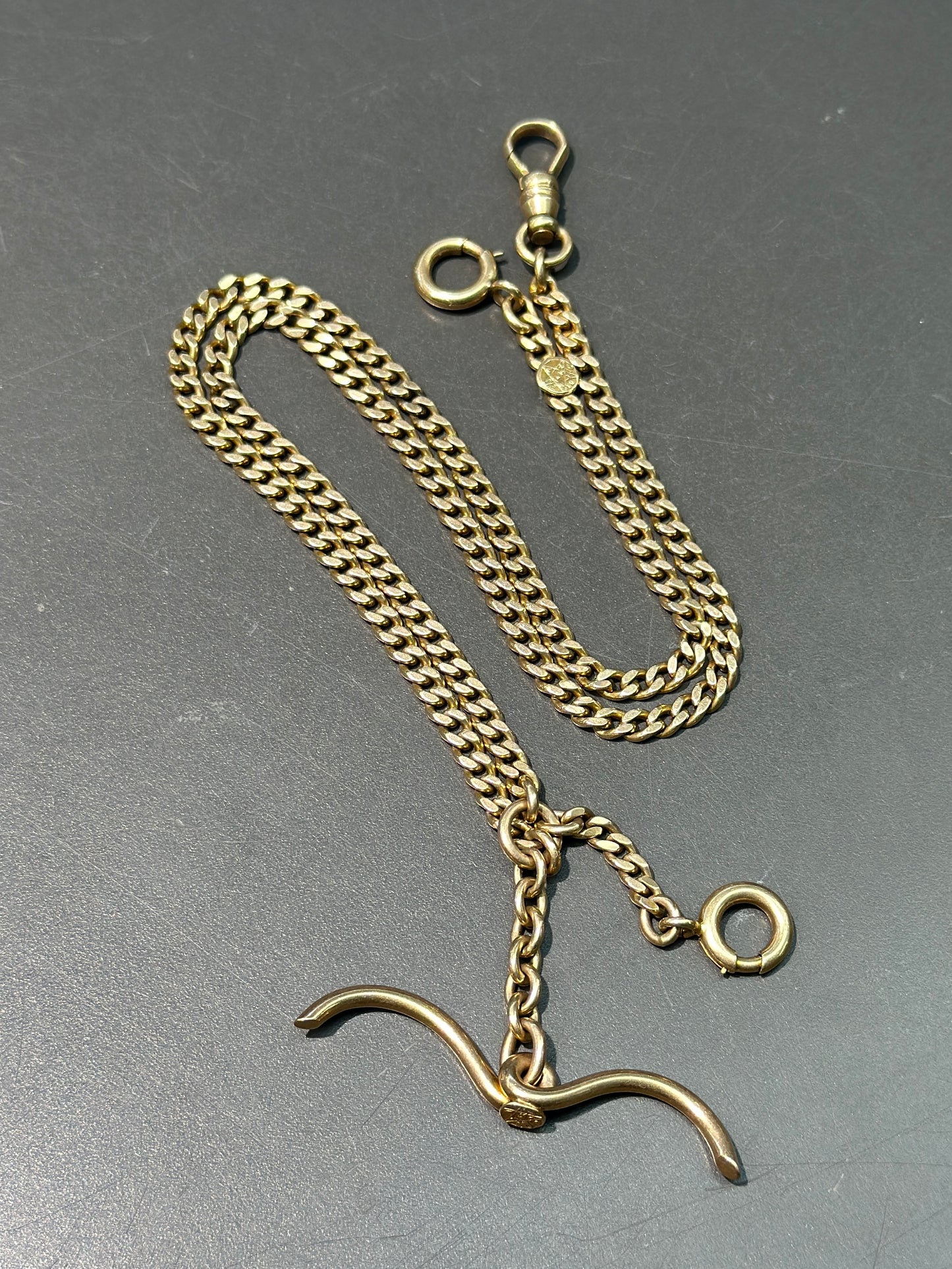 Chaîne de montre Albert Chain à maillons trottoir vintage 14K 19,5 »