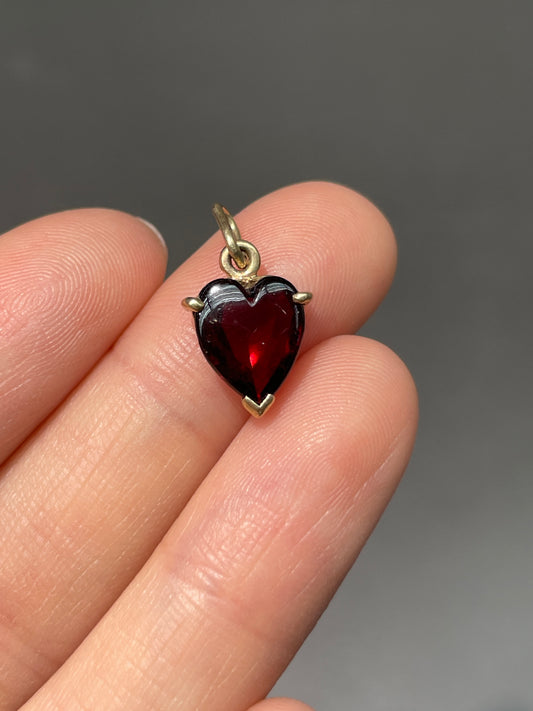 Vintage 14K Gold Garnet Heart Charm