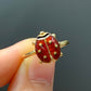 [ON HOLD] 18K Yellow Gold Enamel Red Lady Bug Ring Size 6