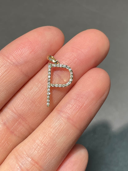 14K Gold Diamond Pavé Letter “P” Charm