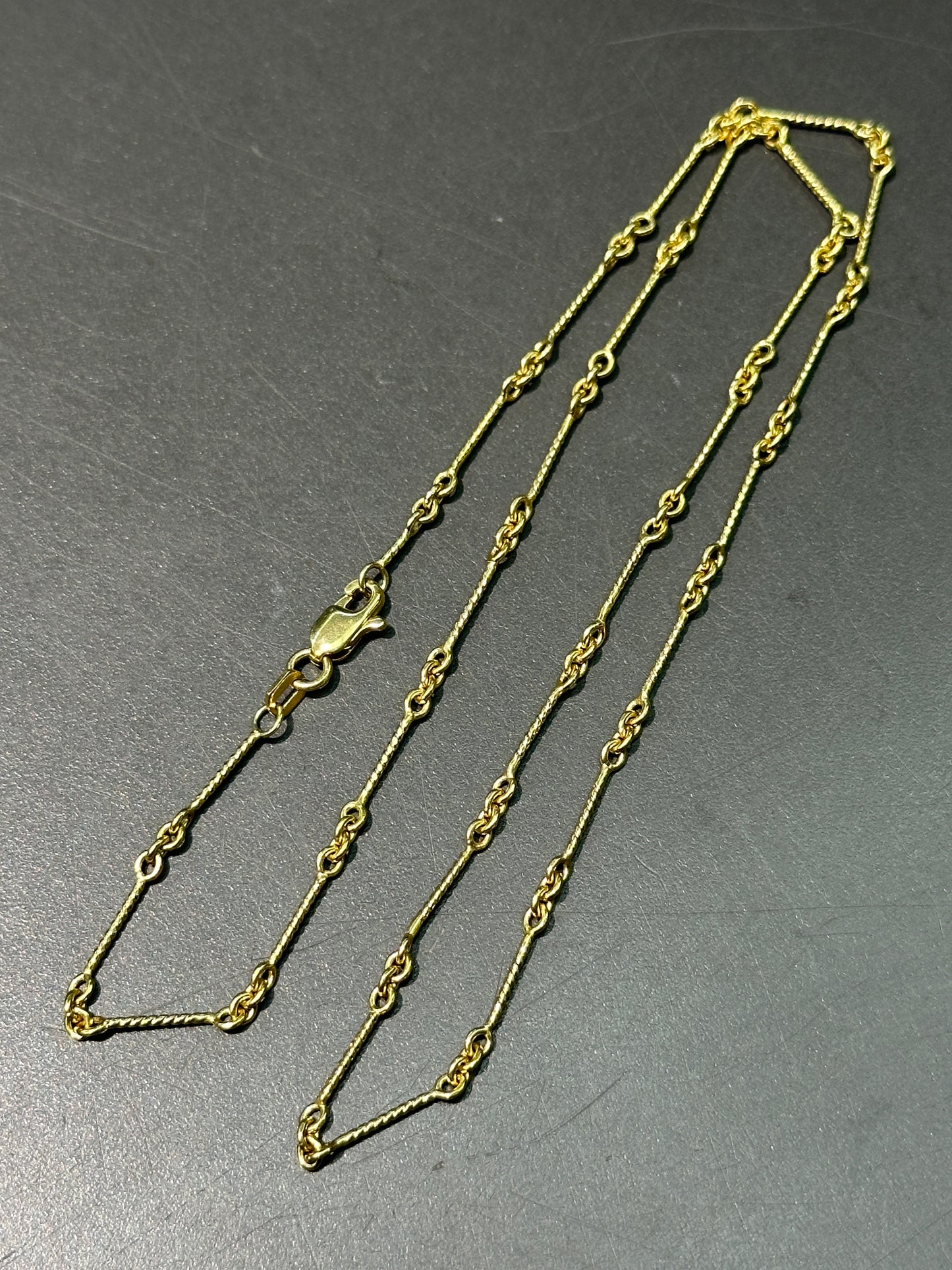 14K Gold Twisted Bar Link Chain Necklace