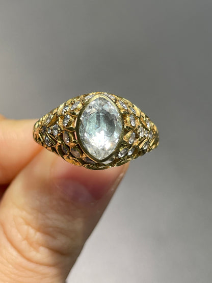 Antique 18K Gold 1.0 CTW Rose Cut Marquise Cut Diamond Ring