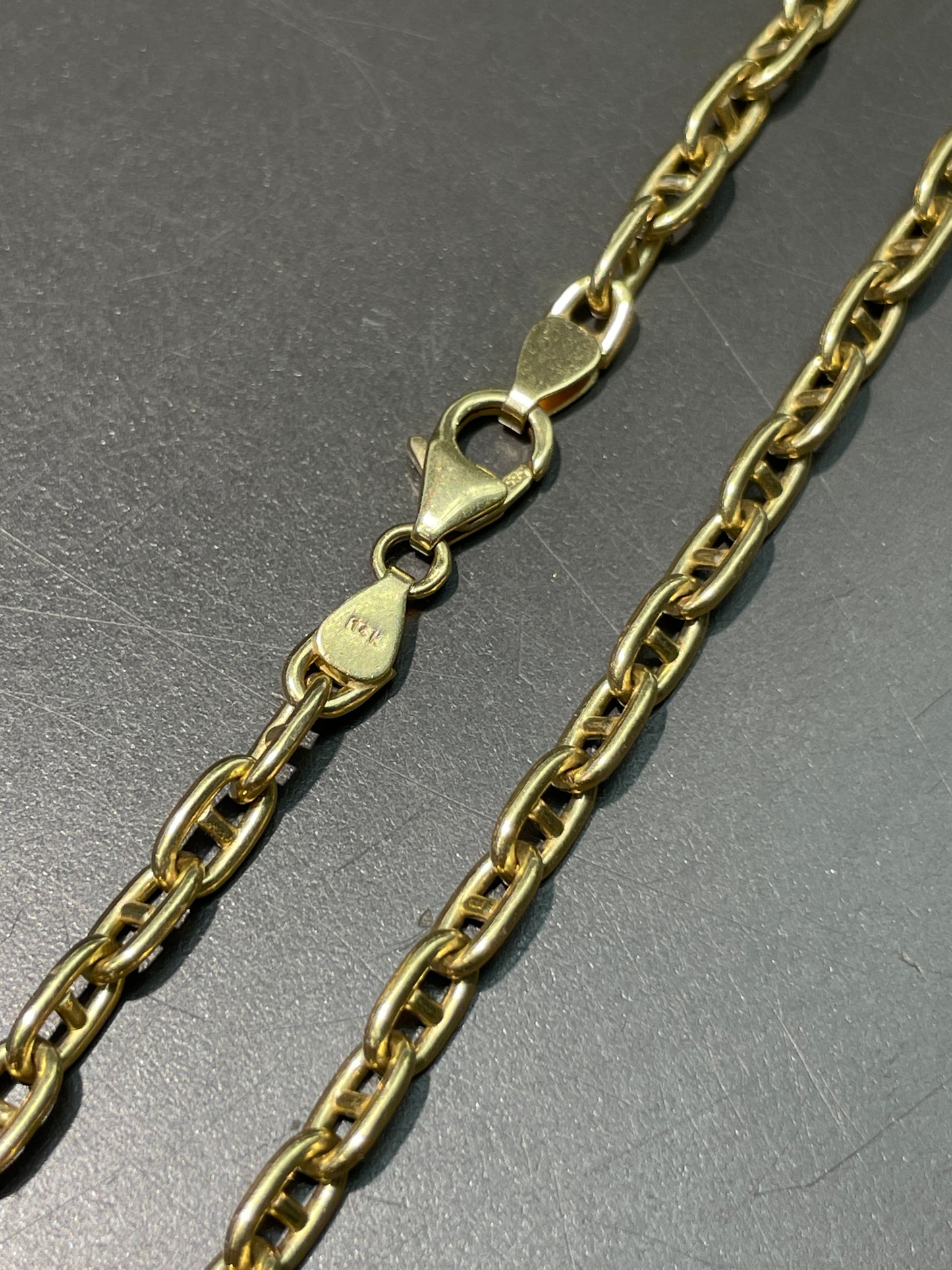 14K Gold 3.5 mm Puffy Mariner Chain Necklace