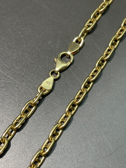 14K Gold 3.5 mm Puffy Mariner Chain Necklace