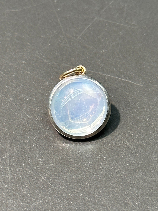 Vintage Platinum and 14K Gold Moonstone Cabochon Conversion Charm