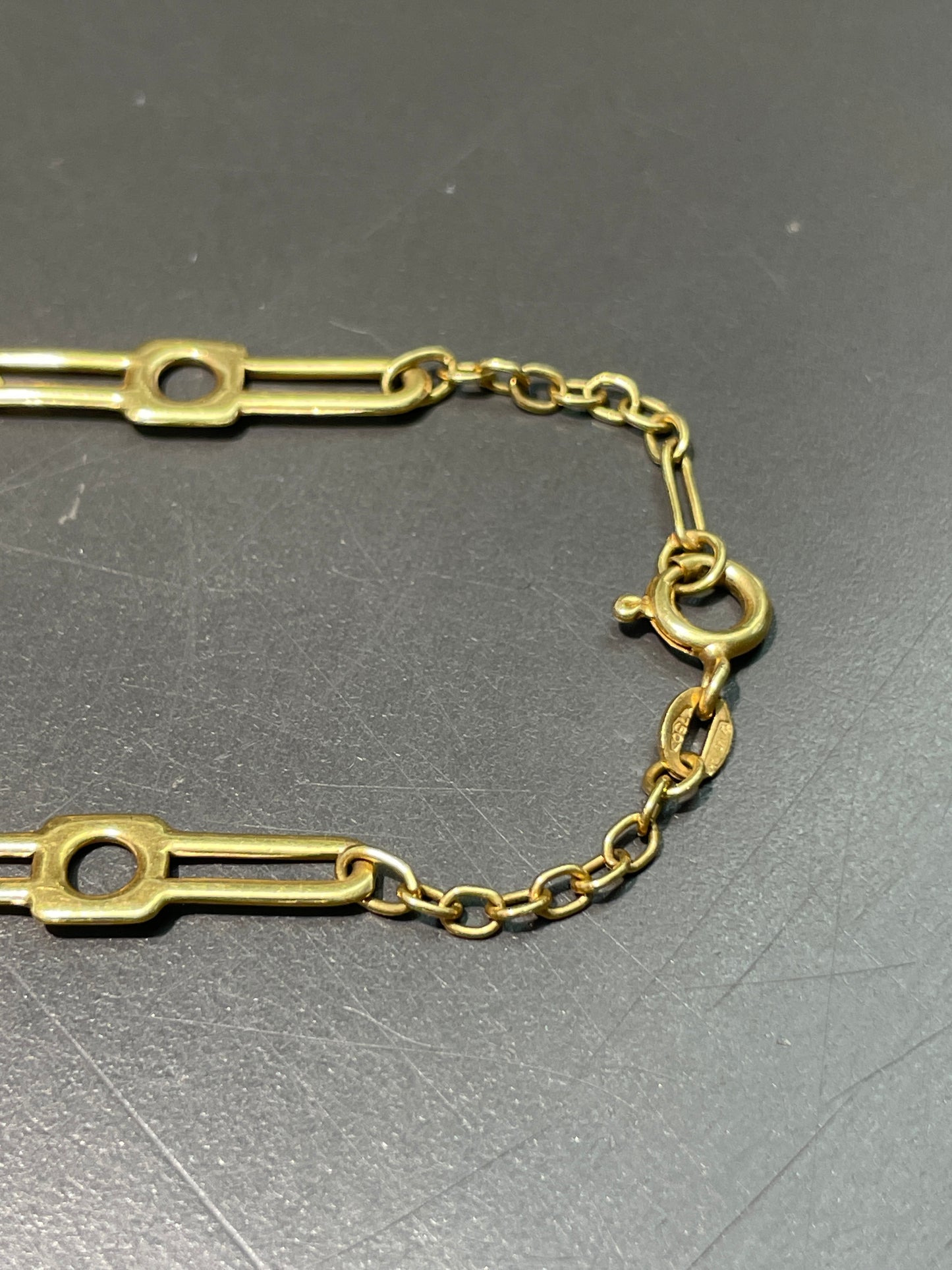 Vintage 18K Gold Geometric Station Chain Necklace