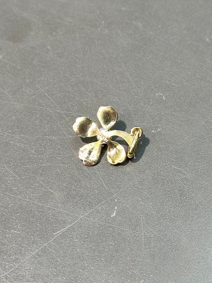 复古 14K 金珍珠四叶草吊饰