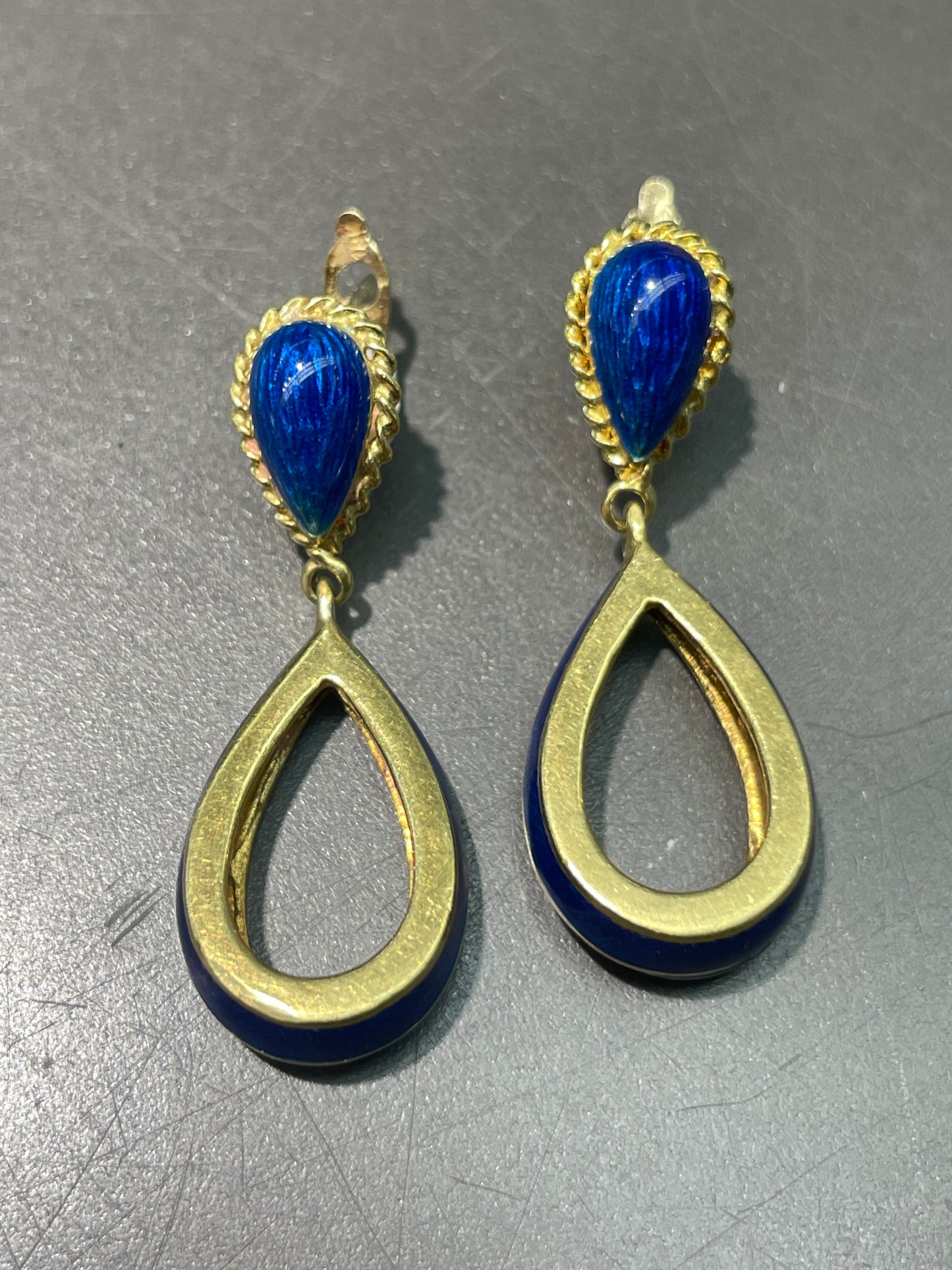 vintage Tiffany &amp; Co. Boucles d’oreilles pendantes en émail or 18 carats