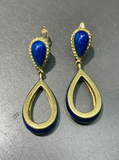 vintage Tiffany &amp; Co. Boucles d’oreilles pendantes en émail or 18 carats