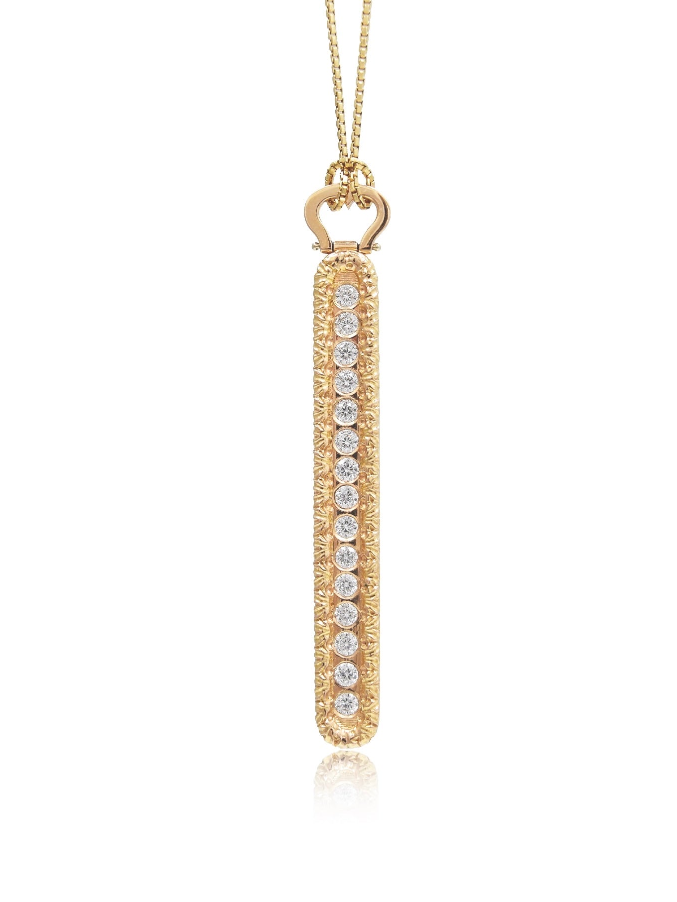 18K Gold Roberto Coin Cento Diamond Bar Pendant Necklace