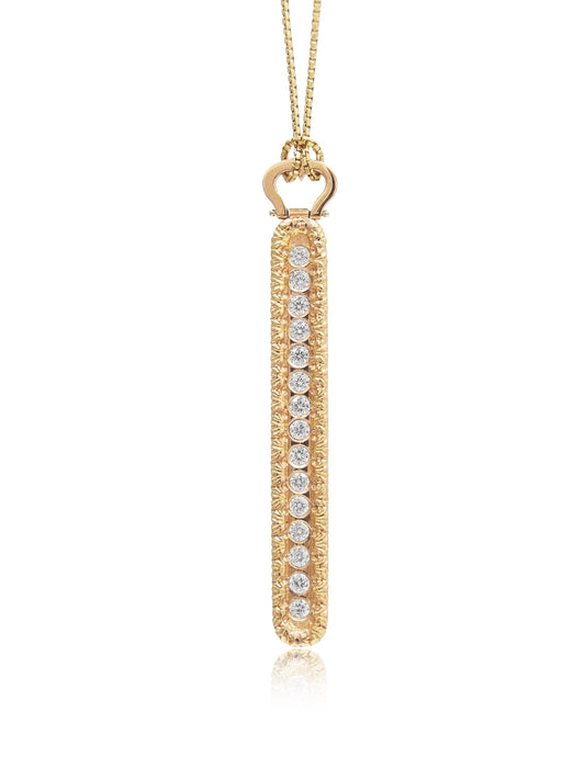 18K Gold Roberto Coin Cento Diamond Bar Pendant Necklace