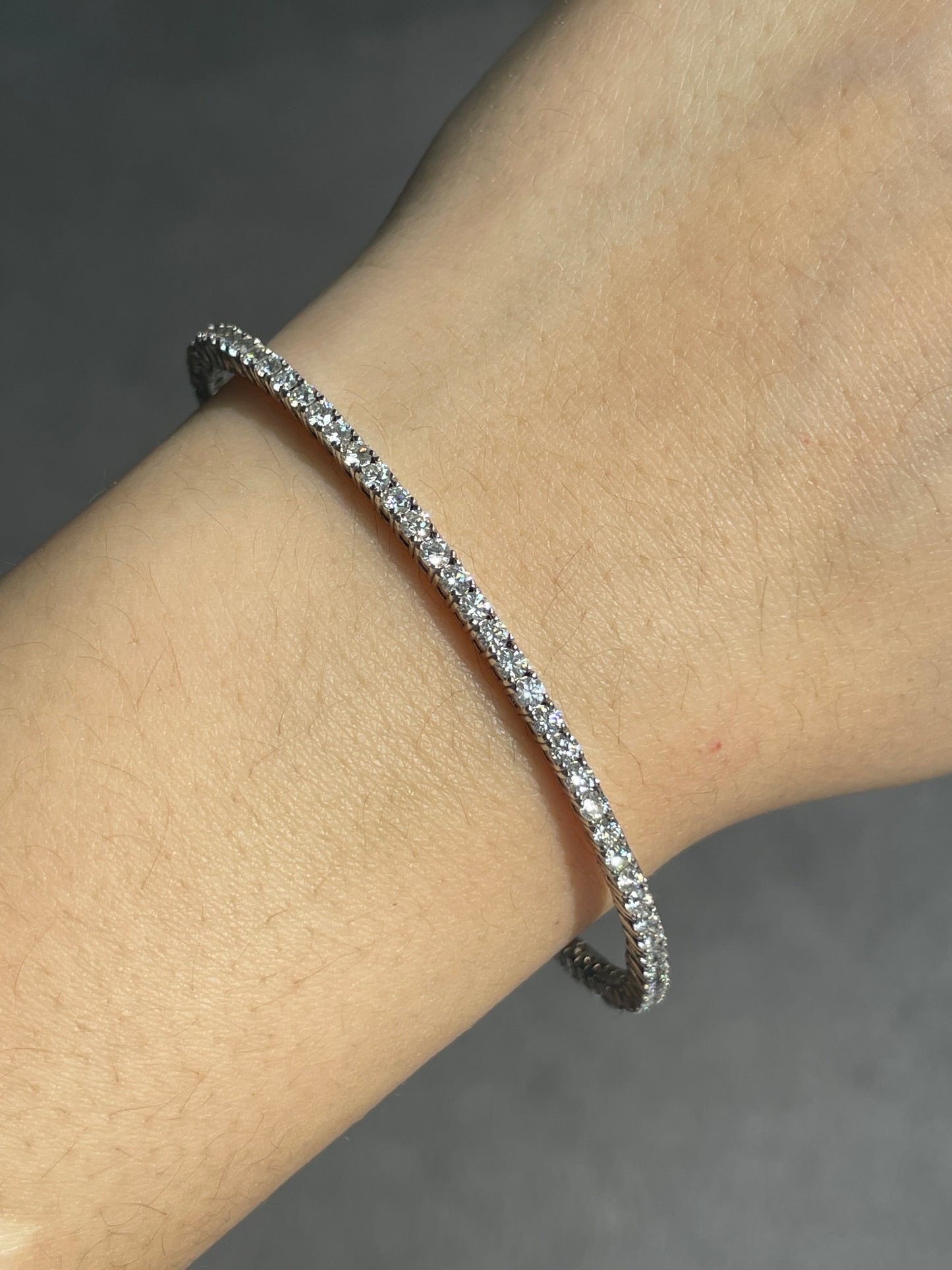 14K White Gold 2.60 CTW Diamond Flex Bangle Bracelet