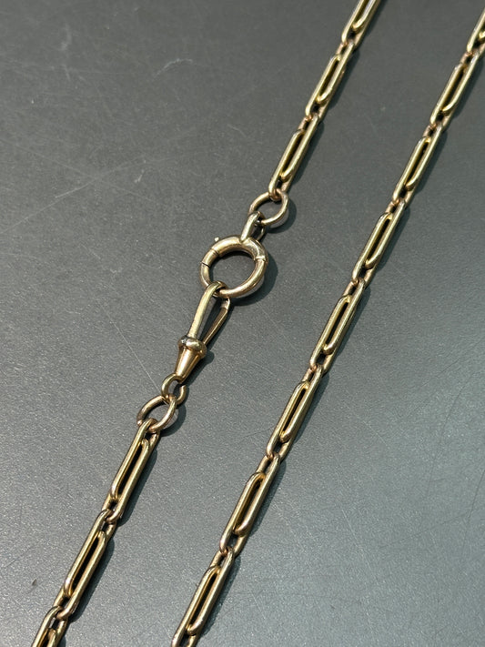 Antique 15K Gold Fancy Link Watch Chain Necklace 17.0 inch