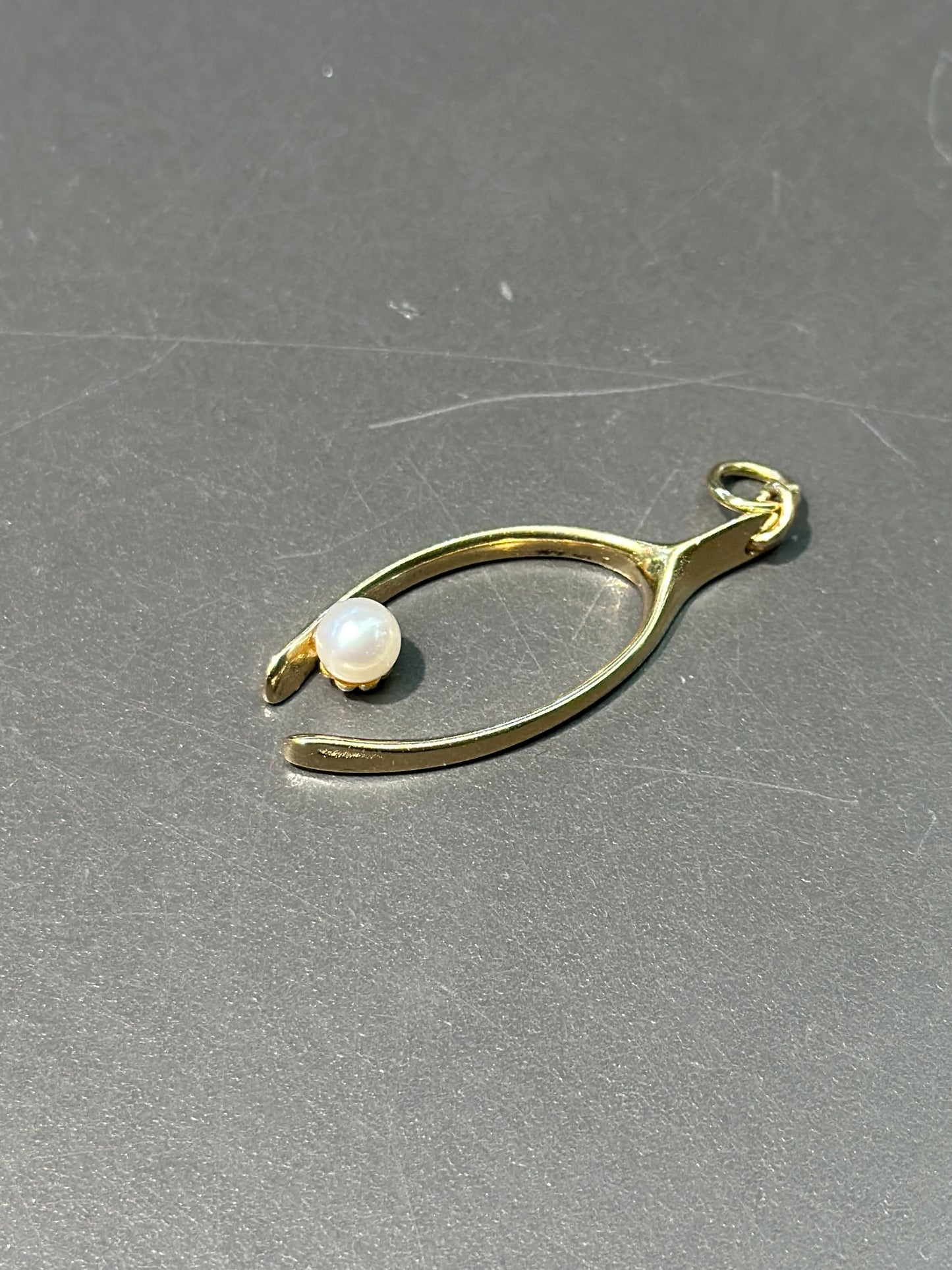 复古 14K 金珍珠许愿骨转换吊饰