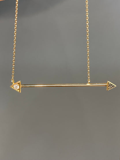 18K Yellow Gold 0.08 CTW Diamond Arrow Necklace