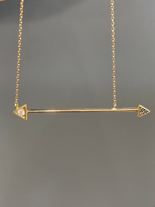 18K Yellow Gold 0.08 CTW Diamond Arrow Necklace