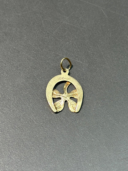 复古 14K 金马蹄三叶草吊饰
