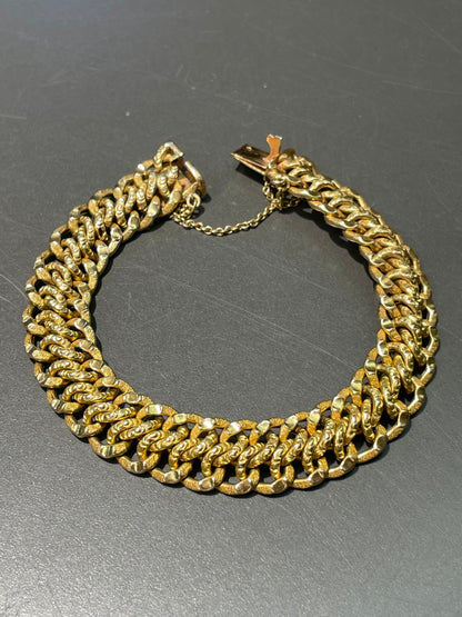 Antique French 18K Yellow Gold Repoussé Chain Bracelet