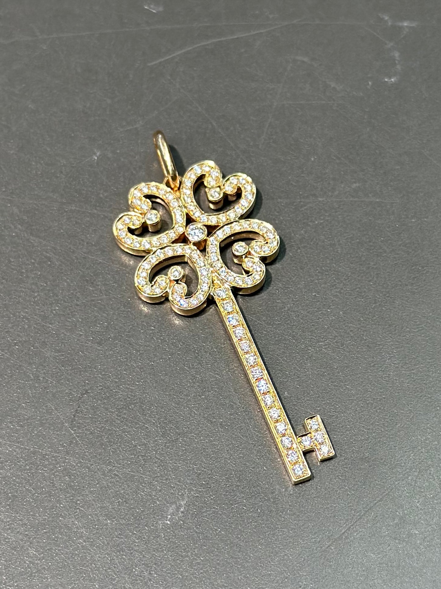 Tiffany & Co. 18K Gold Rose Gold Enchant Diamond Key Pendan