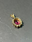 Vintage 14K Gold Tourmaline Diamond Halo Pendant