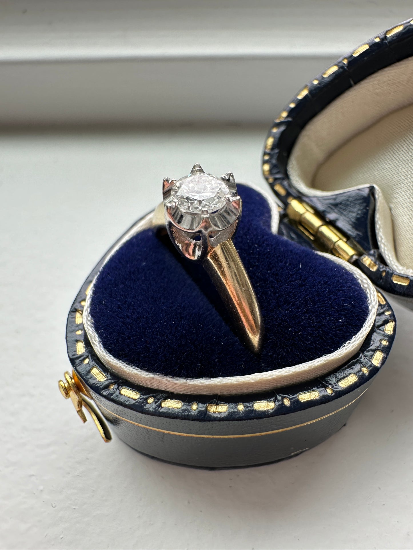 复古 Lady America 14K 金 0.35 CTW 单粒钻石戒指