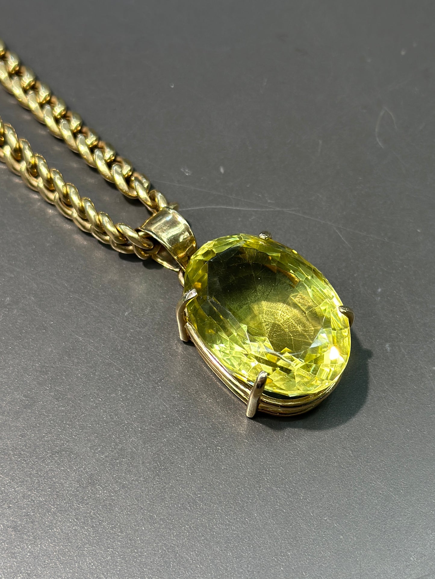 14K 金大黄水晶吊坠