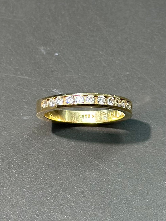 14K Gold Half Diamond Eternity Band Ring SZ 6