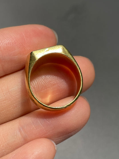 Vintage 18K Gold Crown Signet Intaglio Ring