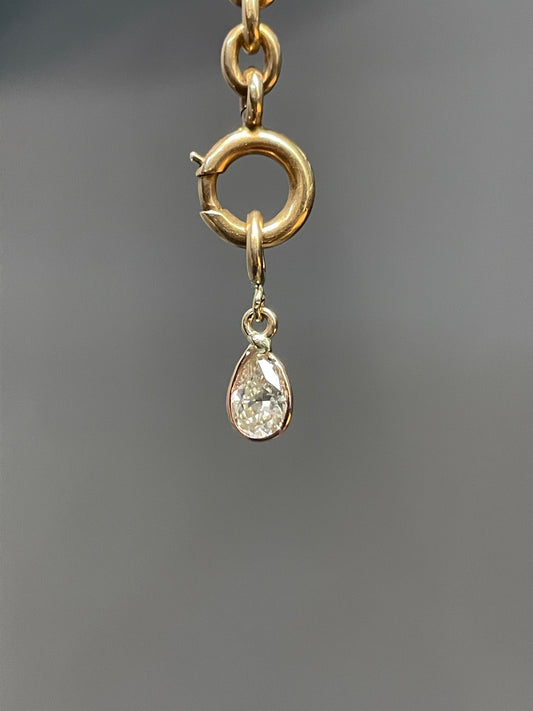 14K Yellow Gold 0.56 CTW Pear Drop Shape Diamond Bezel Charm