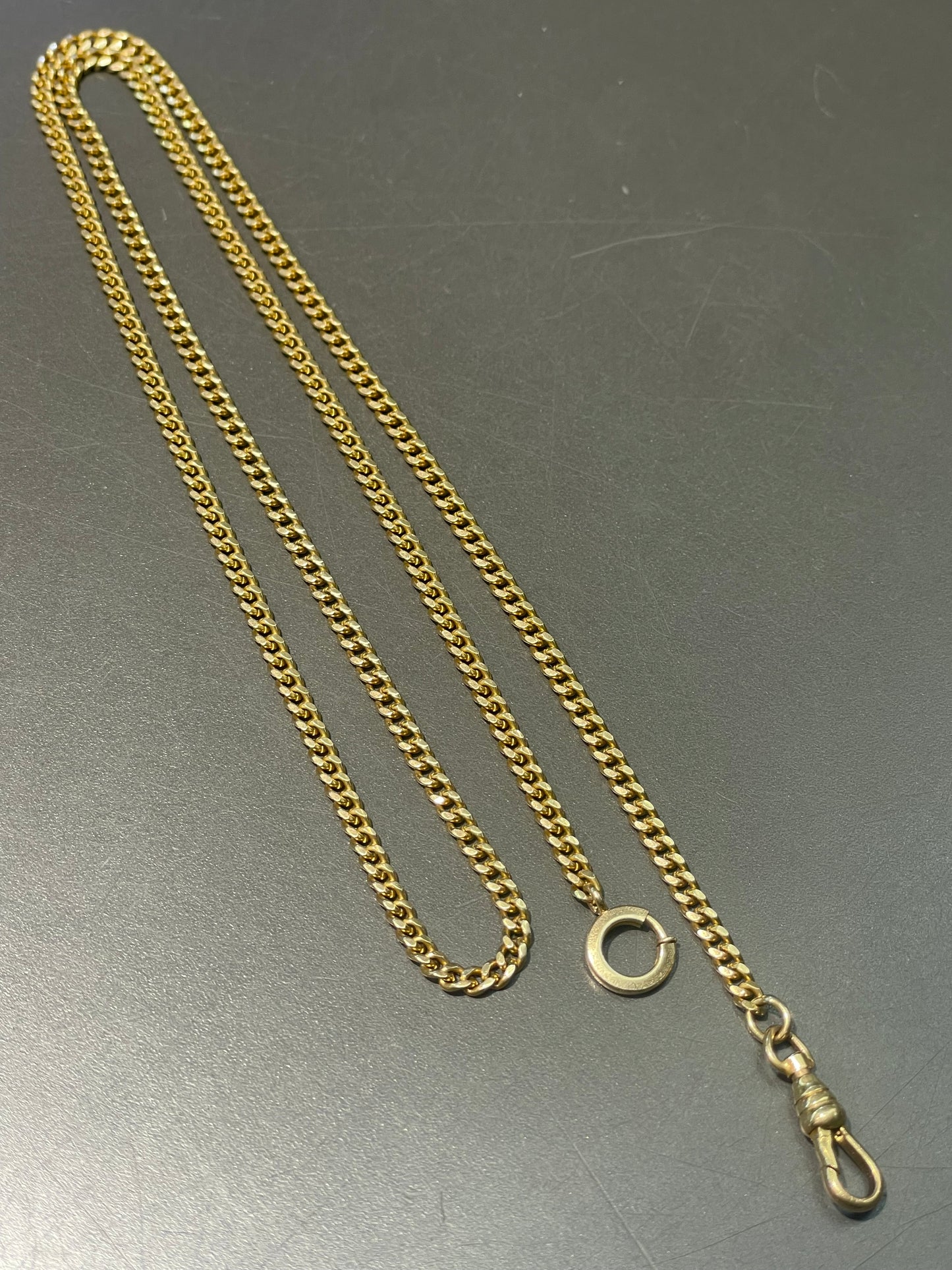 Vintage 18K Yellow Gold 3.0 mm Curb Link Watch Chain 24.0 inch