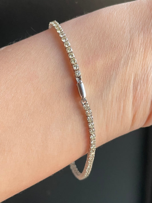 14K 白金 3.00 CTW 钻石网球手链