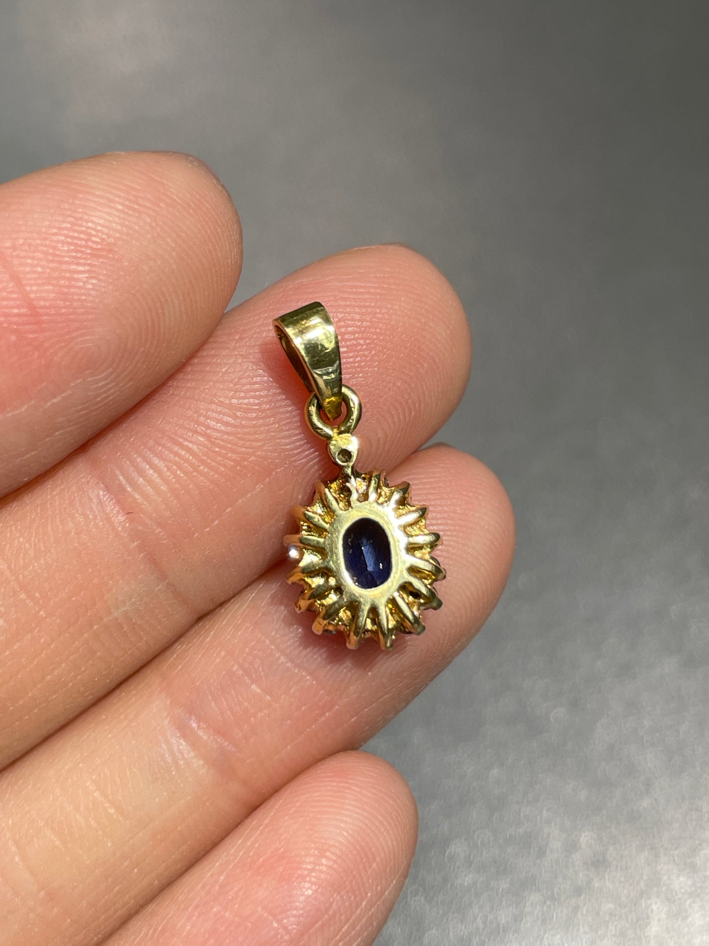 Vintage 14K Gold Sapphire Diamond Halo Charm