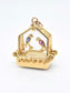 Vintage French 18K Gold UTI Sapphire and Ruby Bird Cage Fob Watch