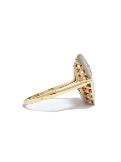 Art Deco 14K Two-Tone Gold 0.80 CTW Diamond Filigree Cocktail Ring