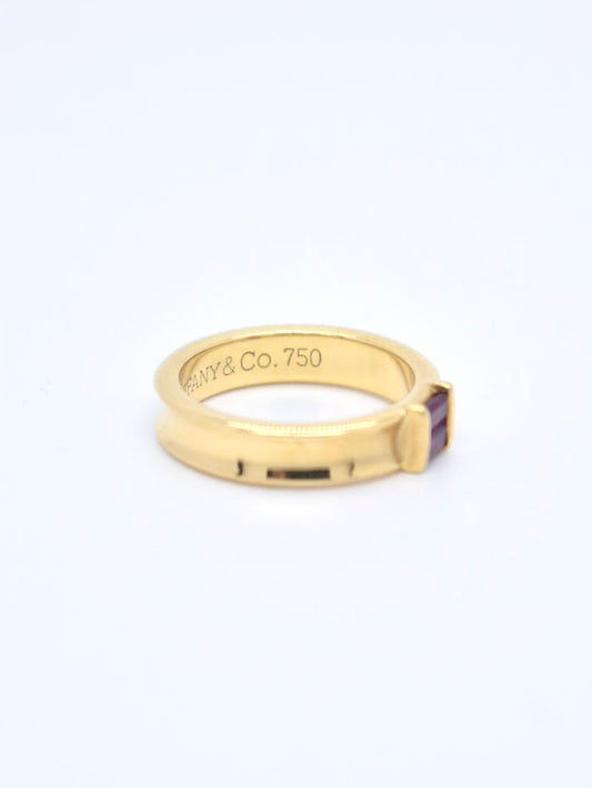 蒂芙尼 18K 黄金红宝石戒指 尺寸 5.5