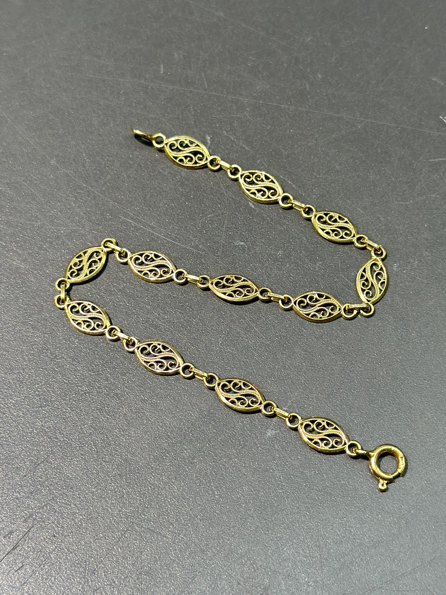 复古 18K 金花丝手链
