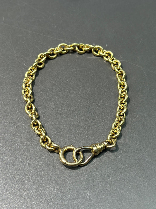 Bracelet de chaîne de montre à maillons ovales en or 18 carats vintage 7 »