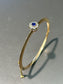 Antique French 18K Gold Natural Sapphire Diamond Halo Bangle Bracelet