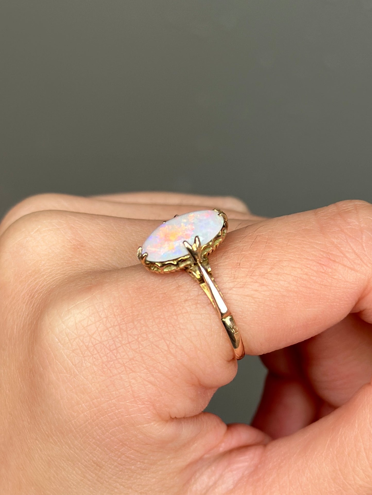 Art Nouveau 14K Gold Opal Ring