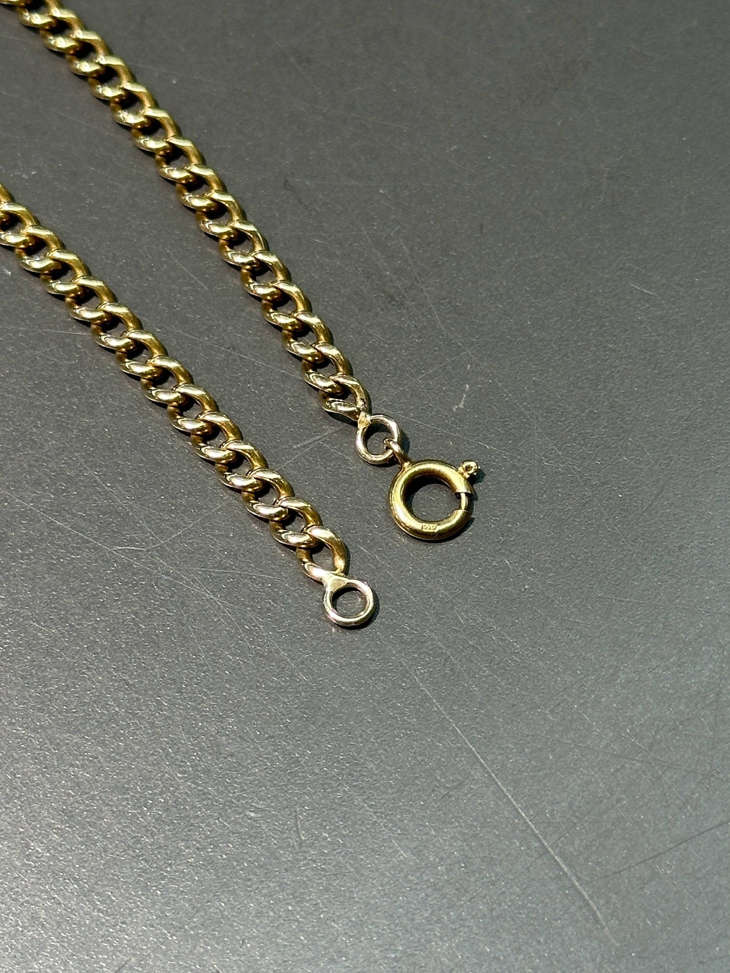 复古 18K 黄金实心链环手链
