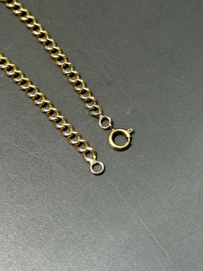 复古 18K 黄金实心链环手链