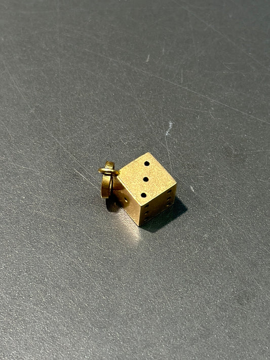 复古 18K 金骰子吊饰