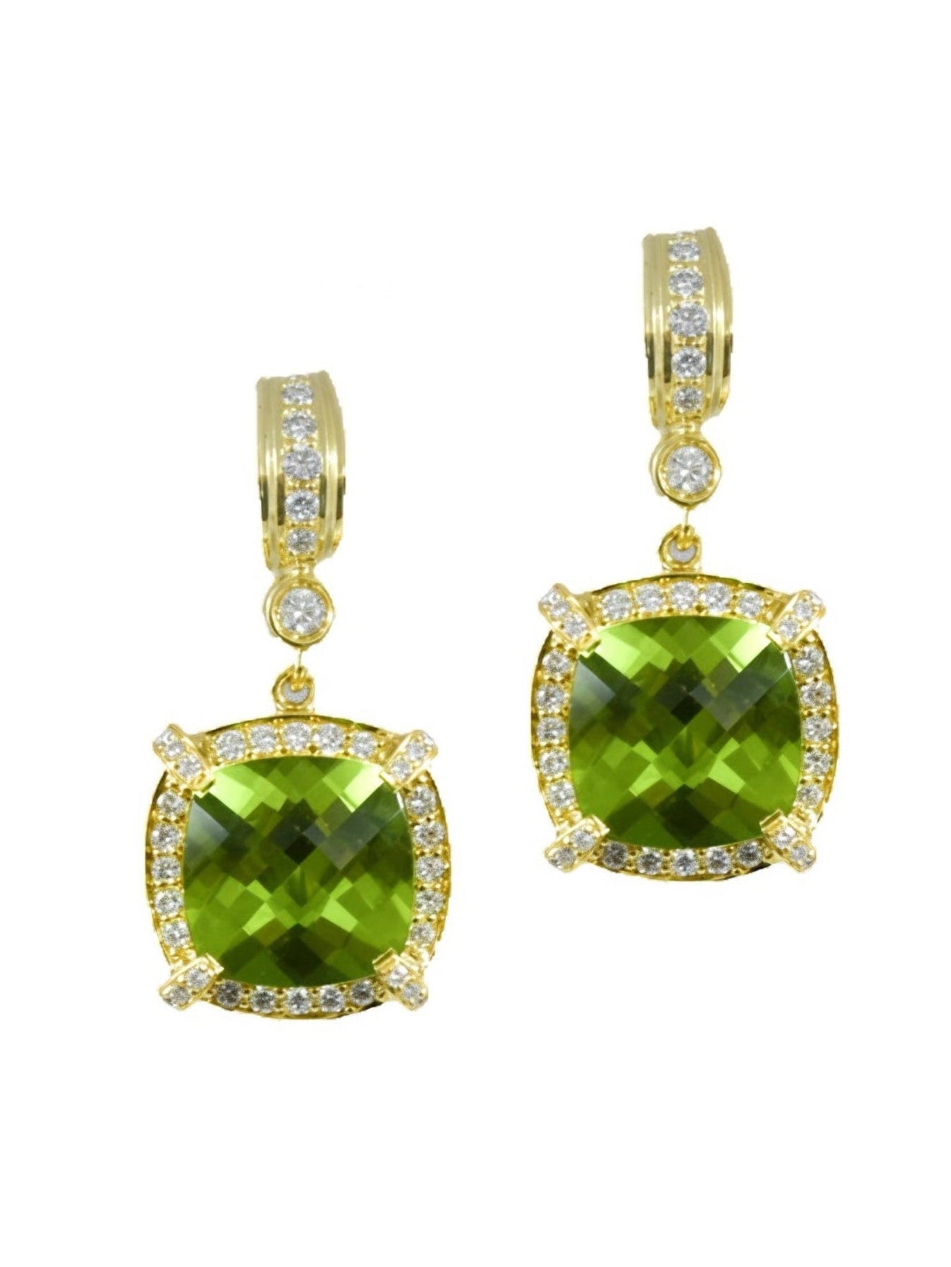Charles Krypell 18K Gold Peridot Diamond Earring