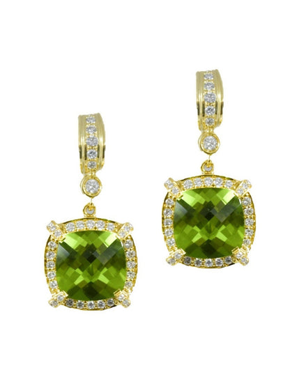 Charles Krypell 18K Gold Peridot Diamond Earring