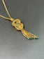 Retro 18K Gold Turquoise Popcorn Chain Tassel Necklace