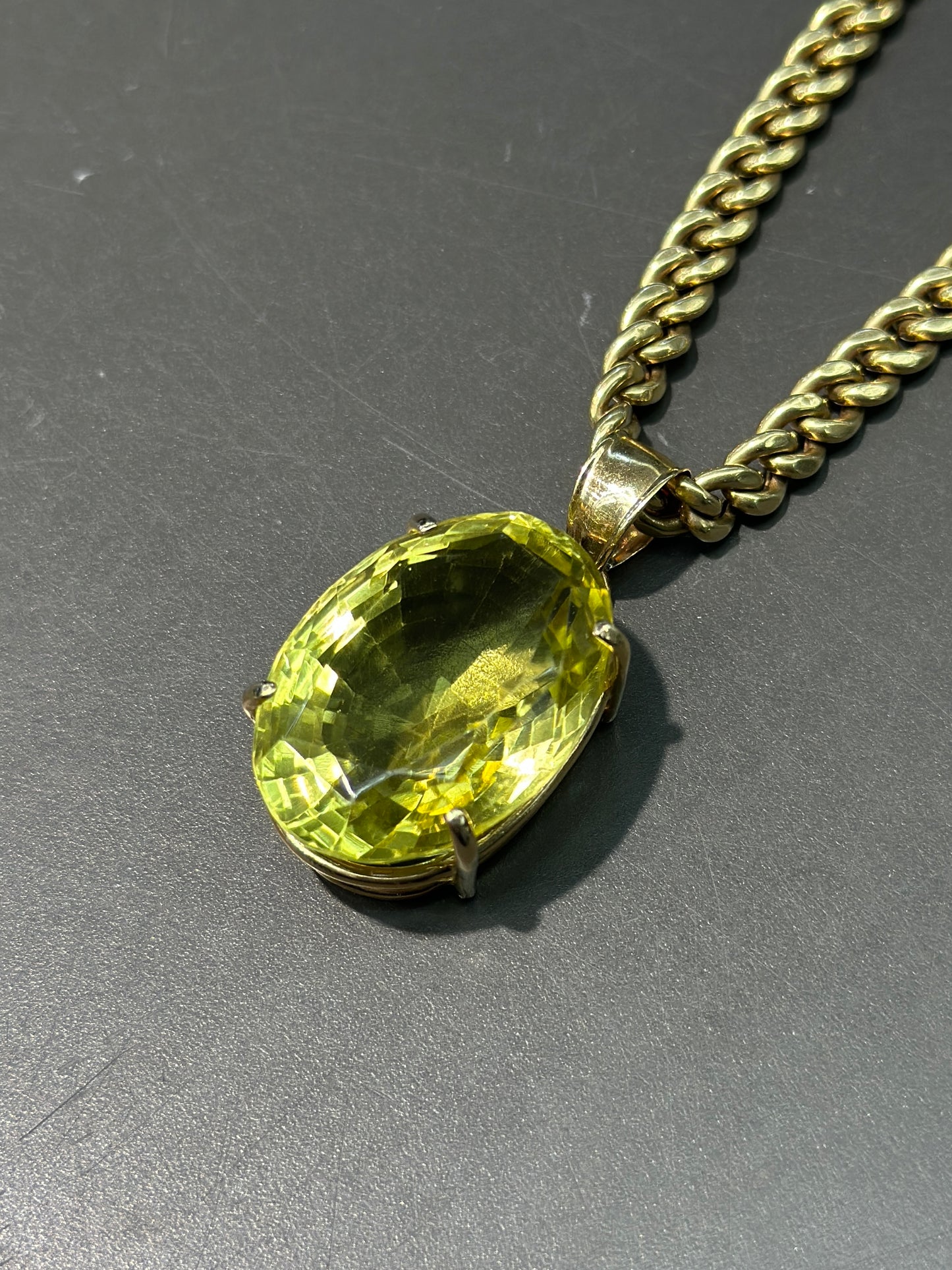 14K 金大黄水晶吊坠
