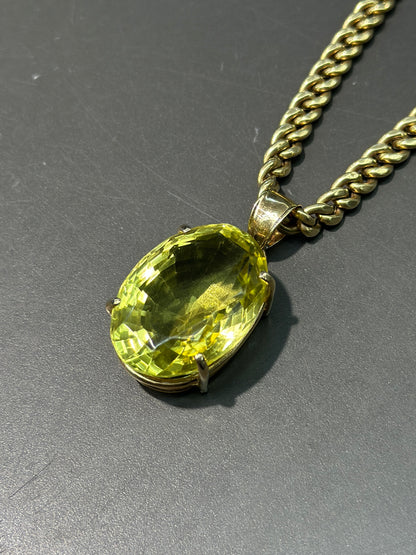 14K 金大黄水晶吊坠