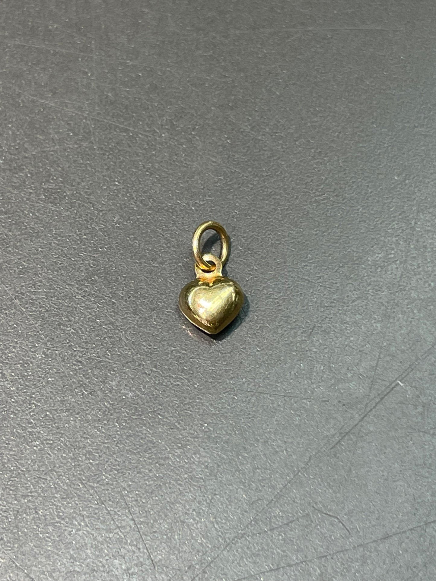 14K Gold Miniature Puffy Heart Charm Pendant