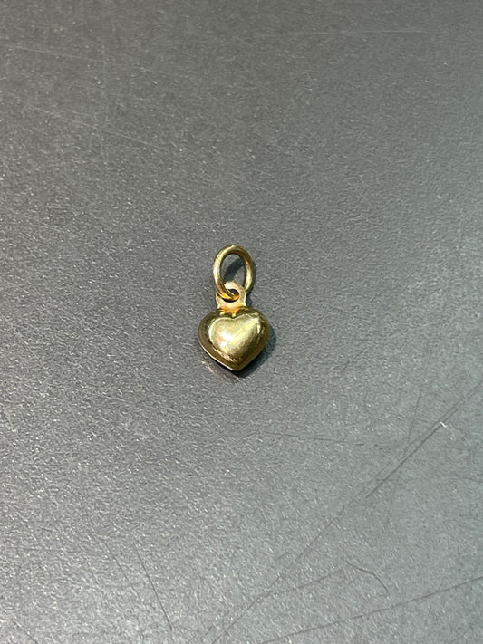 14K Gold Miniature Puffy Heart Charm Pendant
